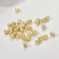 Gold plated irregular hammered cube metal beads for DIY jewelry making and necklace crafts - 14k Gold Plated Pitted Spacer Bead