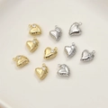 Ciondoli a cuore trapuntati in oro e argento con zirconi per la creazione di gioielli fai da te - 13*10mm / Cuore Argento (7# Argento)