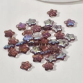 Star-shaped purple AB coated frosted Czech glass beads with central hole for DIY jewelry - Grape Purple Star