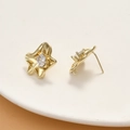 Orecchini a fiore a cinque petali placcati in oro con zircone e gancio per gioielli fai da te - Stile Fiore Pendente (H-67) / Oro