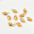 DIY mango fruit charm in bright yellow enamel and gold plated finish for necklaces - Mango Style (15x8mm)