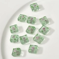 Translucent green glass square flower beads for handmade jewelry crafts and DIY designs - Fresh Green