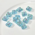 Fresh blue glass flower square beads for DIY handmade bracelets and necklaces accessories - Aqua