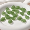 Translucent emerald green leaf-shaped glass beads for DIY jewelry making and crafts - 1 Piece Pack / Mustard Green