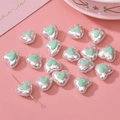 Detail of pearlescent heart beads with pink dots and vertical hole for DIY jewelry - 1 Piece/Pack / Light Green (5#)