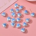 Pearlescent white heart beads with blue dots for DIY handmade jewelry and bracelets - 1 Piece/Pack / Blue (6#)
