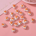 DIY heart shaped white pearl beads with orange hearts and red dots on pink background - 1 Piece / Orange (3#)