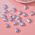 Macro detail of heart-shaped beads with purple hearts and blue polka dots for DIY jewelry - 1 Piece / Purple (4#)