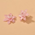 Dettaglio di orecchini a loto in acrilico rosa con petali sfumati e perni dorati - Loto Grande (14#) / 28mm di Diametro