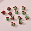 Cuentas de caja de regalo verde claro con lazos rojos para joyería de Navidad - Caja de regalo verde