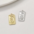 Macro view of gold and silver tarot style rectangular pendants with celestial star patterns - 4# Square Palm / 1 Piece (10x19mm) / Silver