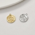 Detailed view of embossed dragon coins in gold and silver for DIY jewelry making - 5# Round Totem / 1 Piece (14x16mm) / Gold