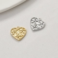 Detailed relief of daisy flower patterns on heart-shaped 14k gold and silver pendants - 17# Heart Flower / 1 Piece (15x15mm) / Gold