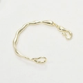 Irregular 14k gold plated branch bangle with minimalist organic fluid wave design - Irregular Half Bangle / 14K Gold