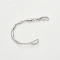 Minimalist irregular fluid branch bracelet in polished silver finish with water drop link - Irregular Half Bangle / White K/Silver