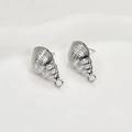 Détail macro de clous d'oreilles coquillage argentés avec boucle pour bijoux DIY - 10*19MM / 1 Pièce / 3# Argent Style Conque