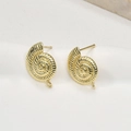Clous d'oreilles coquillage nautile plaqués or 14 carats avec boucle pour DIY - 11*16mm / 1 Pièce / 2# Or Style Spirale