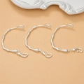 Three-piece silver irregular wave bracelets with artistic liquid metal design - Irregular Half Bangle / Silver