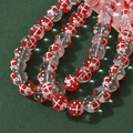Cuenta navideña de cristal con diseño de caja de regalo roja y blanca para DIY - Nueva Cuenta Redonda Caja de Regalo de Puntos