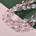 Christmas snowman glass beads for DIY jewelry making with festive hat and scarf pattern - New Snowman Round Bead