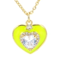 Gelbe Emaille-Herz-Halskette mit Zirkonia-Besatz und vergoldeter Kette für Damen - Gelb