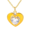 Goldene Herzanhänger-Halskette mit gelbem Emaille und glitzerndem Herz-Zirkonstein - Orange