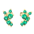 Luxury gold finish copper stud earrings with cluster of sparkling green round zircons - Gold Green Zirconia
