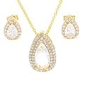 Conjunto de joyas con collar, colgante de pera y pendientes en acabado dorado con circón - Dorado