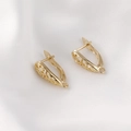 Paar vintage 18k vergulde holle druppel oorbellen haken met ringaansluitingen - 18K Goud