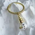 Anello di Natale dorato regolabile con ciondolo a pupazzo di neve e zirconi lucenti - Stile Pupazzo di Neve (R0131-F)