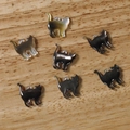 Macro shot of 7 shell pendants in cat shapes with iridescent luster for DIY jewelry - No.15 Black MOP Cat (Pendant)