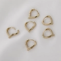 Close-up of heart-shaped 14k gold plated DIY earring findings with hanging loops - 11# Water Drop Single Loop (Approx 14*15mm)