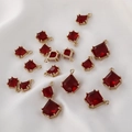Vergoldete facettierte rote Kristallanhänger für DIY-Schmuck und Halsketten - Rot Klein