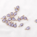 Light purple teardrop crystal glass pendant with gold trim for DIY jewelry making - 1 Piece / Light Purple