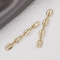 Detailed view of polished 14k gold plated pig nose chain earrings on elegant silk background - 5# Pig Nose Chain / Gold - Pig Nose Chain (H-143)