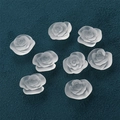 Detailed close-up of matte translucent frosted resin rose flower buds for DIY jewelry - Clear White