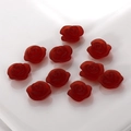 Close-up of 10 matte red resin rose flower buds for DIY jewelry and hair accessories - Burgundy