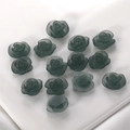 Detailed view of matte frosted dark green resin rose flower beads for DIY craft - Gray Blue
