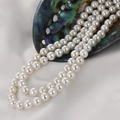 Double-layer white shell pearl necklace with lustrous 8-10mm round beads on abalone shell - 8mm Shell Bead (Approx 50 Pieces)