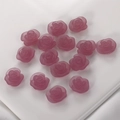 Flat lay view of 14 matte purple resin rose buds for DIY jewelry and hair accessories - Pink Purple