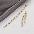 Macro detail of 14k gold-filled rectangle link chain for DIY jewelry making and crafts - 7# Long Flat Chain / Gold - Long Flat Chain (H-143)