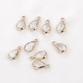Transparent teardrop crystal pendants with gold edges for DIY jewelry making - 1 Piece / Clear White
