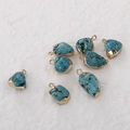 Set of 8 vintage turquoise pendants with gold-plated edges for DIY jewelry making - Single Loop Gold Edged Turquoise Style (2B-003)