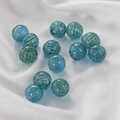 Macro shot of sky blue glass beads with yellow spiral stripes on white satin fabric - Deep Green Style (2#) / 1 Piece / Dark Green