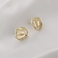 Minimalistische 14K vergulde onregelmatige geplooide oorbellen met fijne holle details - Goud Uitgehold
