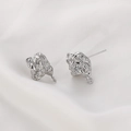 Dettaglio base per orecchini in argento irregolare con gancio per creazione gioielli - Perno per orecchini / 1 Pezzo / Oro bianco