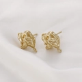 Dettaglio orecchini a perno 14k oro trama lava irregolare con anello per gioielli DIY - Perno per orecchini / 1 Pezzo / Oro Opaco