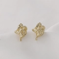 Macro di orecchini a lava in oro 14k con superficie strutturata irregolare - Perno per orecchini / 1 Pezzo / Oro