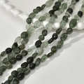 Close-up of green rutilated quartz irregular beads with natural mineral inclusions - Irregular Chips (27#) / 1 Piece / Moss Agate