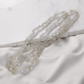 Macro view of irregular natural crystal beads on white marble and silk background - 19# White & Yellow Citrine (1 Strand)